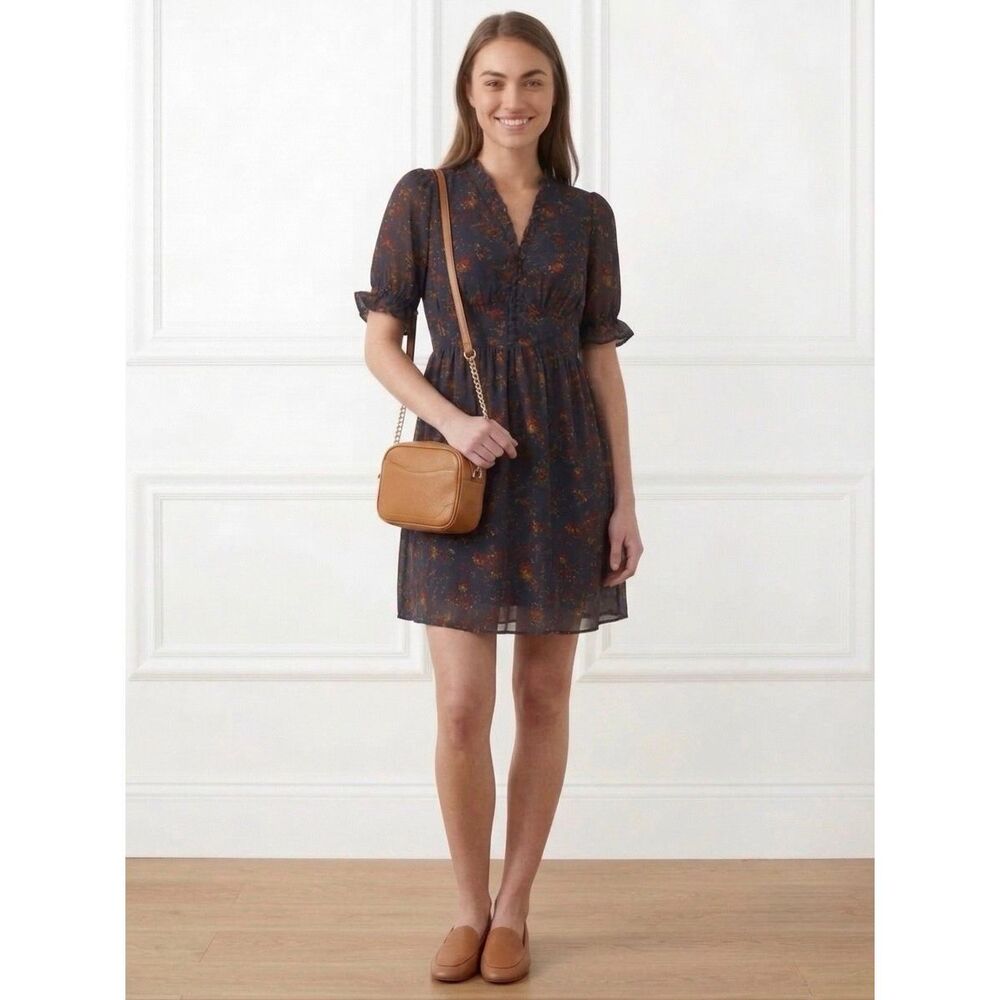 NEW Madewell Women’s 6 Freesia Floral Ruffled Dress in Climbing Vine Navy - Picture 6 of 8